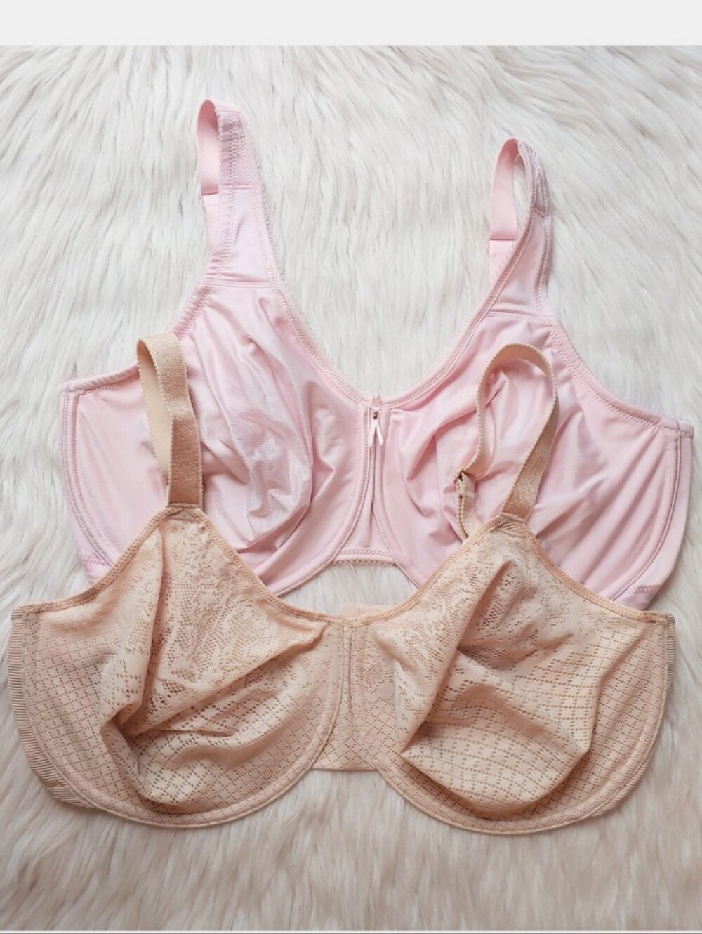 Wacoal Light Pink & Beige/ Nude Unlined Underwire Bras (incl. minimizer), 40G